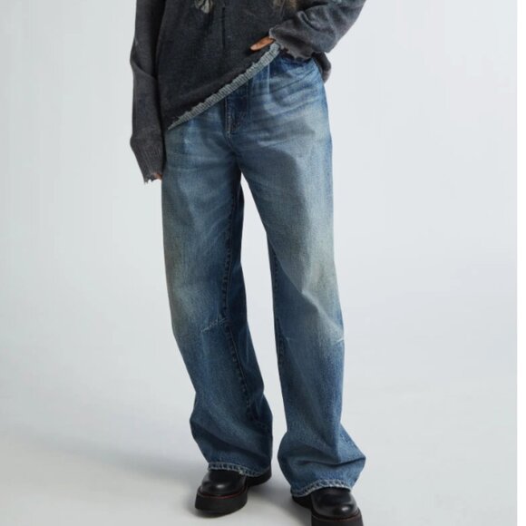 NWT R13 Wayne Wide Leg Jeans Denim Dawson Blue Sz25/27 - Picture 2 of 13